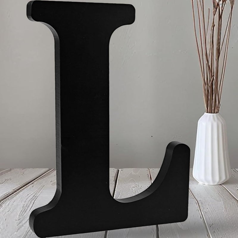 AOCEAN 12 inch Black Wood Letters Unfinished Wood Letters for Halloween Decorative Standing Letters Slices Sign Board Decoration for Craft Home Party Projects (L) - Image 1